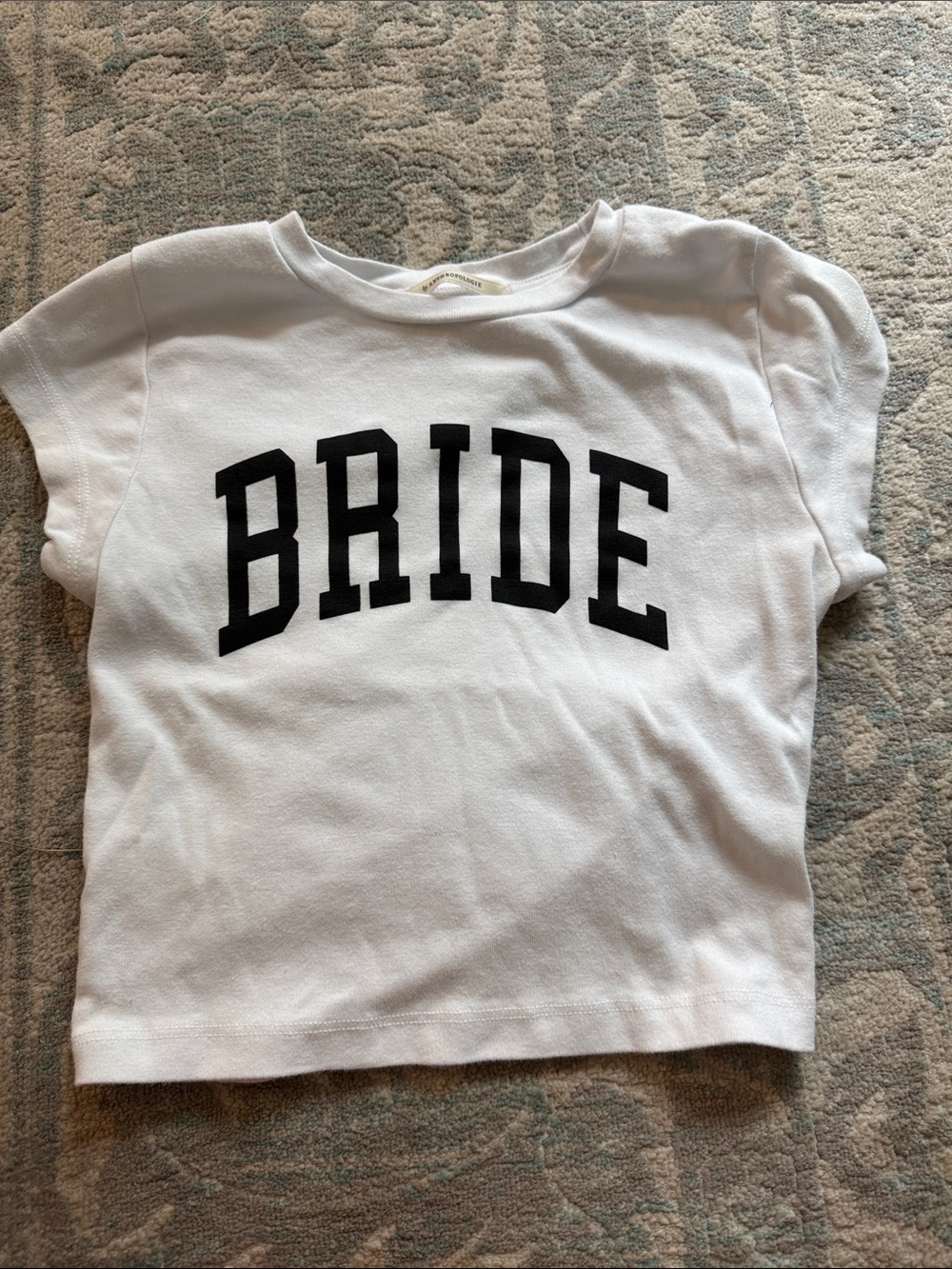 Anthropologie White Tee with Black Graphic Lettering